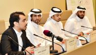 Officials speak during the press conference announcing the details of TEDxAlDafnaED conference to be held on November 11. 