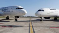 An Airbus A320neo aircraft and a Bombardier CSeries aircraft are pictured during a news conference to announce a partnership between Airbus and Bombardier on the C Series aircraft programme, in Colomiers near Toulouse, France, October 17, 2017. REUTERS/Re