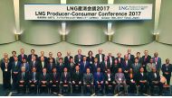 H E Dr Mohammed bin Saleh Al Sada (sitting sixth right), Minister of Energy and Industry, with representatives of the LNG exporting and importing countries at the ‘6th LNG Producer-Consumer Conference’ held in Tokyo, yesterday
