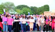 Participants at the ‘Pink Walk’ organised by Aspire Zone Foundation (AZF) to mark this year’s breast cancer awareness month, yesterday. 