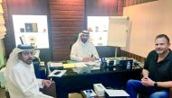 Qatar’s new coach Tim Lewis (right) during his meeting with QBF President Ahmad Al Muftah and the Chairman of the National Teams Committee Abdul Rahman Al Hitmi on Sunday.