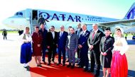 Qatar Airways Group Chief Executive Akbar Al Baker and other dignitaries at the Sarajevo International Airport.