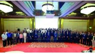 Minister of Culture and Sports H E Salah bin Ghanem Al Ali with other dignitaries and guests at the meeting.