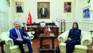 Minister of Public Health H E Dr Hanan Mohamed Al Kuwari with her Turkish counterpart Ahmet Demircan in Ankara.