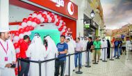People queue-up outside a Vodafone store located at Villaggio Mall to mark the launch.