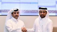 QU President Dr Hassan Al Derham (right) and Qatar Rail Managing Director and CEO Eng Abdulla Abdulaziz T Al Subaie during the signing ceremony. 