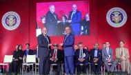 The new Dean of Carnegie Mellon University in Qatar, Michael Trick, is received at an installation ceremony at its Education City campus. 