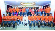 Indian National U-19 Football team with the officials of Indian Sports Centre during the ceremony. 