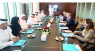 Minister of Transport and Communications H E Jassim bin Saif Ahmed Al Sulaiti and Turkish Minister of Transport, Marine Affairs and Communications, Ahmet Arslan, during the visit to Hamad Port.
