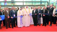 Minister of Economy and Commerce H E Sheikh Ahmed bin Jassim Al Thani with other officials cutting the ceremonial ribbon to open the Hospitality Qatar 2017 at DECC yesterday. Pic: Kammutty VP / The Peninsula
