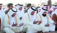 Emir H H Sheikh Tamim bin Hamad Al Thani performed the Istisqaa (rain-seeking) prayer at Al-Wajbah prayer ground yesterday morning. Personal Representative of H H the Emir H H Sheikh Jassim bin Hamad Al Thani, H H Sheikh Abdullah bin Khalifa Al Thani and 