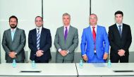 Ignacio Escobar (centre), Ambassador of Spain to Qatar; Miguel Angel Fajardo (left), Economic and Commercial Attache; Juan Carlos Santiago (second left), COO of Forestaria; Pascual Miralles (second right), Export Department at APR; and Javier Juarez, Area