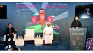 Festival Director and Chief Executive Officer of the DFI, Fatma Al Remaihi (right), Chief Administrative Officer, Abdulla Al Musallam, and DFI Senior Programmer, Chadi Zeneddine (left), at the press conference for the 5th Edition of the Ajyal Youth Festiv