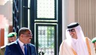 Emir H H Sheikh Tamim bin Hamad Al Thani and Prime Minister of the Federal Democratic Republic of Ethiopia, Hailemariam Desalegn, at the Emiri Diwan, yesterday. 