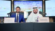 Pasquale Salzano, Italian Ambassador to Qatar and Dr. Khalid Al Sulaiti, General Manager of Katara during the press conference on the Italian Week which took place at Katara yesterday. Pic: Baher Amin / The Peninsula