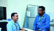 One of the captains of Careem is examined by a health care practitioner as part of the medical check-ups. 