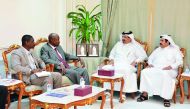 Mohamed bin Ahmed bin Towar (second right), Qatar Chamber Vice-Chairman; with members of Sudan delegation, at Qatar Chamber headquarterd, yesterday. 