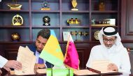 Minister of Culture and Sports H E Salah bin Ghanem Al Ali met  (right) and Minister of Economic Planning of Saint Vincent and The Grenadines, Camillo Gonsalves, sign the agreement in Doha, yesterday. 
