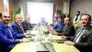 Minister of Transport and Communications H E Jassim bin Saif Al Sulaiti with Turkish Minister of Transport, Marine Affairs and Communications, Ahmet Arslan, at the launch of e-commerce platform Turkish Souq, yesterday. 