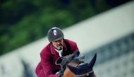 Sheikh Ali bin Khalid Al Thani  is seen in action during his victorious ride with First Devision at last week’s QNB Qatar International Show Jumping Championship. 