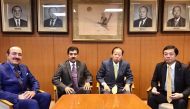 Secretary-General of the Ministry of Foreign Affairs H E Dr. Ahmed bin Hassan Al Hammadi and other officials with the Japanese delegation in Tokyo.