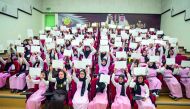 File picture of students from Moza Bint Mohammed School attending the competition.