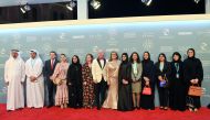 Fatma Al Remaihi (sixth right), Festival Director and Chief Executive Officer of Doha Film Institute, with other officials at the Red Carpet of Ajyal Film Festival opening at Katara yesterday.
Pic: Kammutty VP / The Peninsula 
