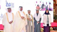 Emir of Kuwait H H Sheikh Sabah Al Ahmad Al Jaber Al Sabah with Qatar’s Minister of Transport and Communications, H E Jassim Saif Ahmed Al Sulaiti, and Director General of Public Security, Staff Major General H E Saad bin Jassem Al Khulaifi, during the ce