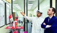 CENG Dean Dr Khalifa Al Khalifa and French Ambassador to Qatar Eric Chevallier at the “Discover your Career” exhibition.