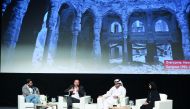 Moeed Ahmad, Mirsad Purivatra, Abdulaziz Youssef and Shoug Shaheen speak on stage during the talks on ‘Overcome: How art beats adversity’ at Ajyal Youth Film Festival in Doha. 
