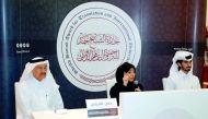 Saleh Ghareeb (left), Hanan Al Fayad (center) and Asaad Al Zafery officials during a press conference of SHATIU 2017 at Doha International book fair yesterday.
Pic: Abdul Basit / The Peninsula 