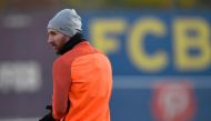 Barcelona's Argentinian forward Lionel Messi arrives for a training session at the Sports Center FC Barcelona Joan Gamper in Sant Joan Despi, on December 4, 2017, on the eve of their Champions League football match group D FC Barcelona vs Sporting CP. / A