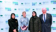 FROM LEFT: Sultana Afdhal, Acting CEO, WISH; Sophie, The Countess of Wessex; H E Dr Hanan Mohamed Al Kuwari, Minister of Public Health and Dr Robert Walters, Orbis Trustee.