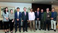Heung Kyeong Park (fourth left), Ambassador of the Republic Korea to Qatar, with Park Junhee, Deputy Director, Ministry of Health and Welfare, Professor Ki Hun Kim, Chief of Hepatobiliary Surgery and Liver Transplantation at Asan Medical Center (AMC), and