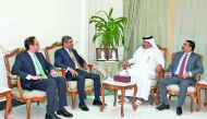Mohammed bin Ahmed bin Towar Al Kuwari (second right), Vice President of Qatar Chamber, in a meeting with a visitng delegation of Pakistani businessmen, headed by Zahed Latif Khan (second left), Chairman of the Pakistan Chamber of Commerce and Industry-Ra