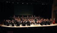 Qatar Philharmonic Orchestra performs at a concert marking the 70th anniversary of the Universal Declaration of Human Rights on Sunday at Katara Opera House.