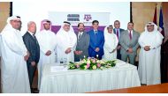President of Ashghal, Dr Eng Saad bin Ahmad Al Muhannadi (fourth left), with Dean and Chief Operating Officer at Texas A&M University at Qatar, Dr César Octavio Malavé (fifth left), Zachry Professor at Texas A&M University, Dr Eyad Masad, P E (third right