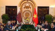 The Qatari and Vietnamese delegation during the meeting.
