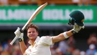 Australia's captain Steve Smith celebrates reaching his double century during the third day of the third Ashes cricket test match. REUTERS/David Gray
