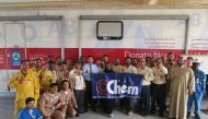 Q-Chem officials and employees during the blood donation drive.
