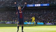 Barcelona’s Lionel Messi celebrates scoring their second goal REUTERS/Sergio Perez
