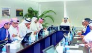 Prime Minister and Interior Minister H E Sheikh Abdullah bin Nasser bin Khalifa Al Thani chairing a meeting at the headquarters of Public Works Authority (Ashghal), yesterday.