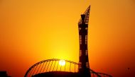 The last sunset of the year 2017 as seen over the Khalifa International Stadium, which is the first stadium ready to host the FIFA World Cup 2022.   Pic: Salim Matramkot / The Peninsula