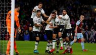 Liverpool's Dejan Lovren and team mates celebrate after Ragnar Klavan scored their second goal REUTERS/Phil Noble  