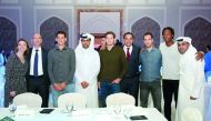 Nasser Al Khelaifi, President of the Qatar Tennis Federation along with other officials at gala dinner.