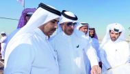 Prime Minister and Interior Minister H E Sheikh Abdullah bin Nasser bin Khalifa Al Thani during his visit to the water security mega strategic reservoirs project in Al Thumama, yesterday.