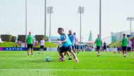 FC Bayern Munich players train during their Winter Training Camp  at Aspire Zone yesterday.