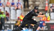 New Zealand's Martin Guptill plays a shot during the second one day international cricket match between New Zealand and Pakistan at Saxton Oval in Nelson on January 9, 2018. / AFP / Marty MELVILLE
