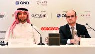 FROM LEFT: Ahmed Al Obaidli, Director of Exhibitions at Qatar Tourism Authority and Mazen Abd Rabbo, Vice-President of Auditoire Middle East, during a press conference on Doha Jewellery and Watches Exhibition 2018 at Shangri-La Hotel yesterday. Pic:  Bahe