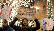 Deferred Action for Childhood Arrivals (DACA) recipient Gloria Mendoza participates in a demonstration in support of 